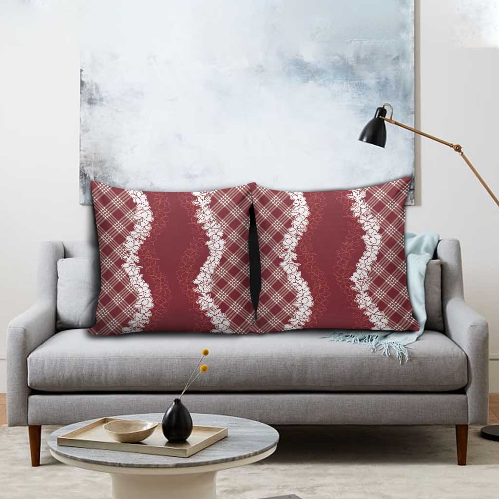 Hawaii Aloha Plumeria Lei Scarlet Palaka Pillow Cover - Polynesian Pride