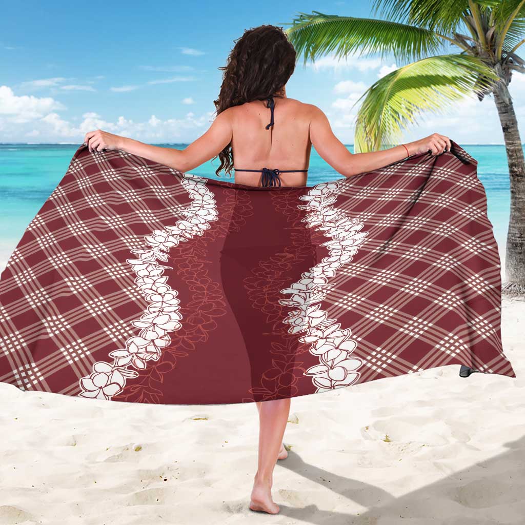 Hawaii Aloha Plumeria Lei Scarlet Palaka Sarong - Polynesian Pride