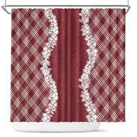 Hawaii Aloha Plumeria Lei Scarlet Palaka Shower Curtain - Polynesian Pride