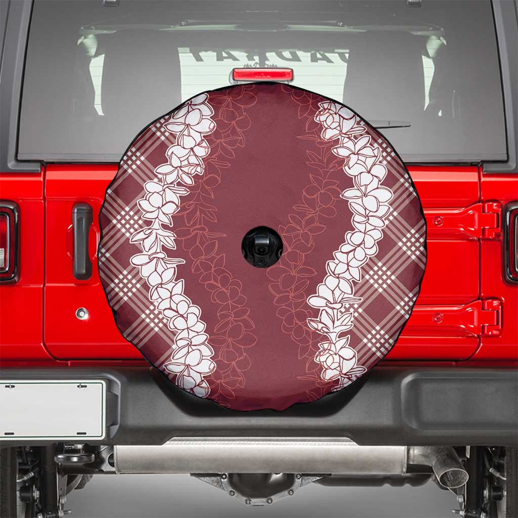 Hawaii Aloha Plumeria Lei Scarlet Palaka Spare Tire Cover - Polynesian Pride