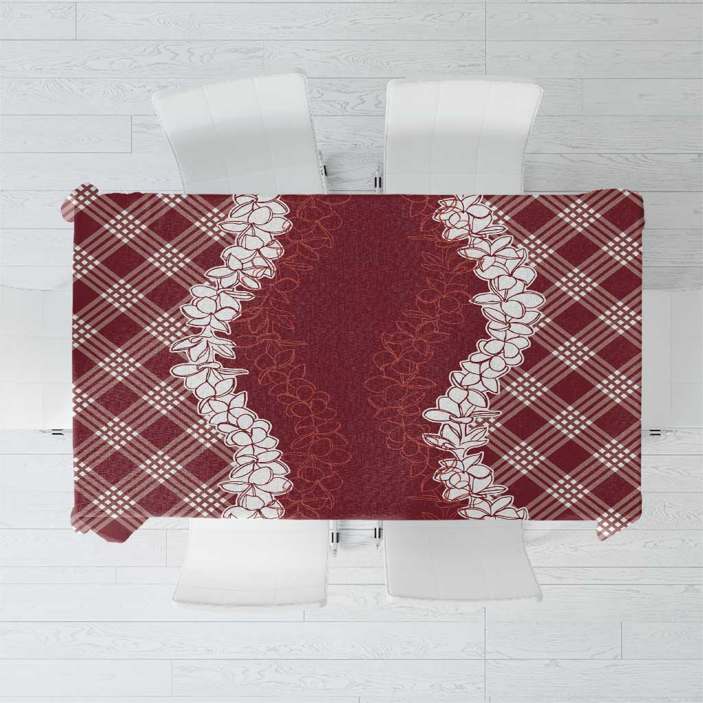 Hawaii Aloha Plumeria Lei Scarlet Palaka Tablecloth - Polynesian Pride