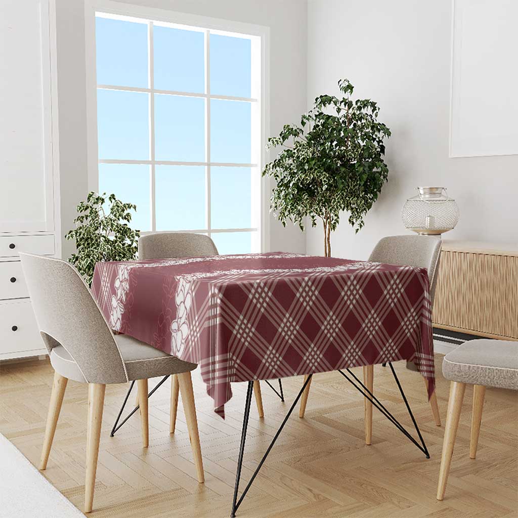 Hawaii Aloha Plumeria Lei Scarlet Palaka Tablecloth - Polynesian Pride