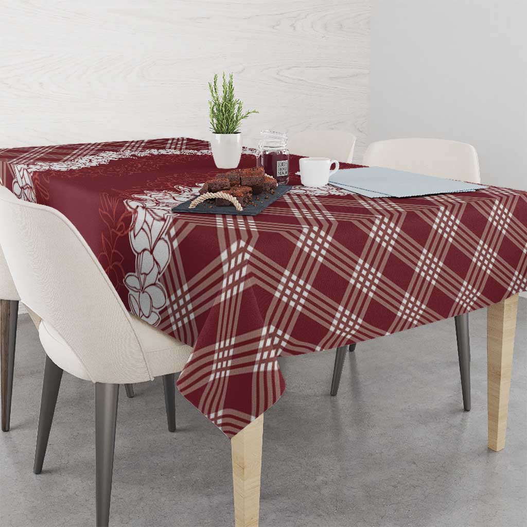 Hawaii Aloha Plumeria Lei Scarlet Palaka Tablecloth - Polynesian Pride