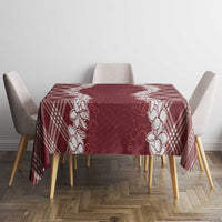 Hawaii Aloha Plumeria Lei Scarlet Palaka Tablecloth - Polynesian Pride