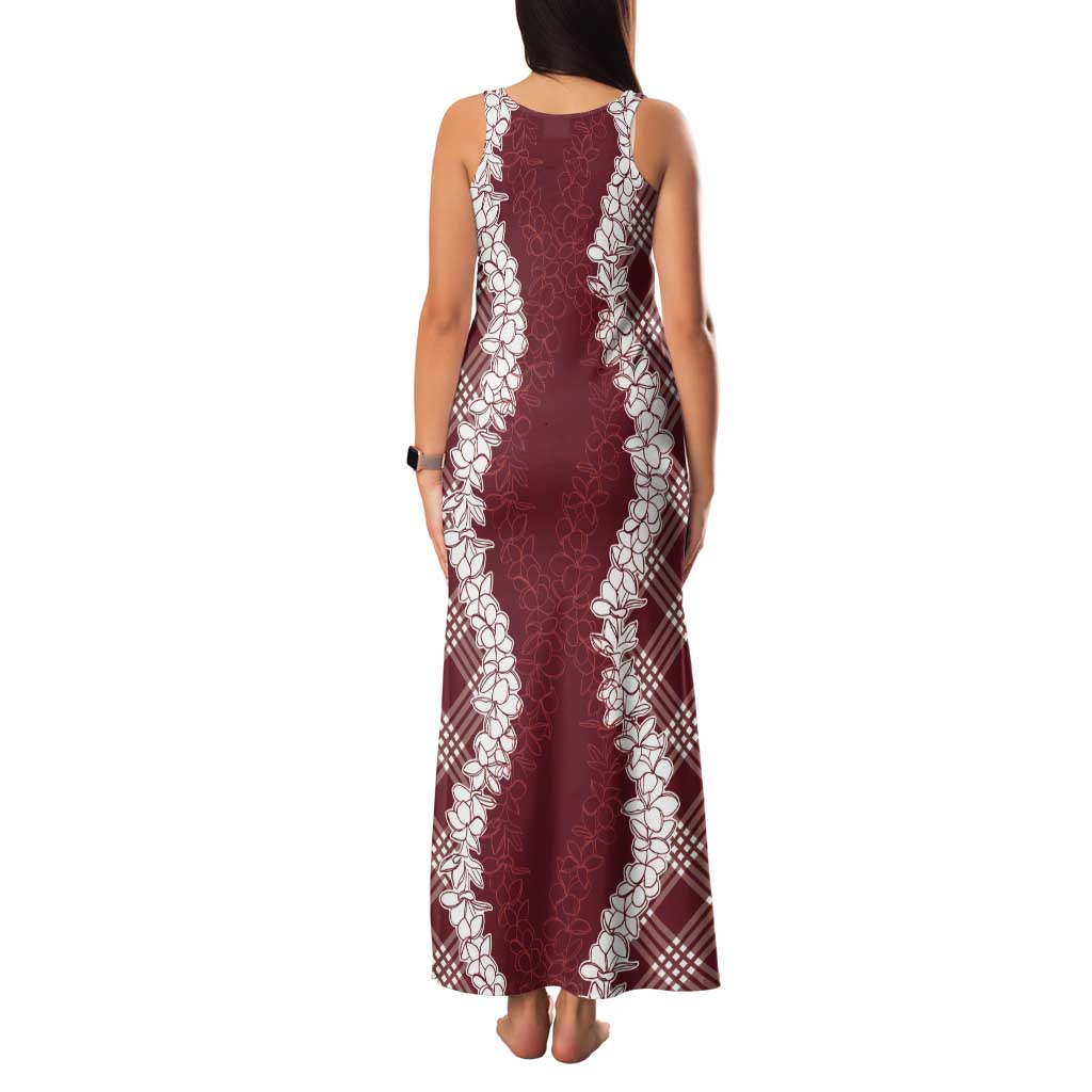 Hawaii Aloha Plumeria Lei Scarlet Palaka Tank Maxi Dress - Polynesian Pride