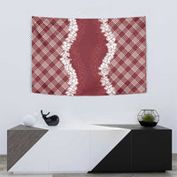 Hawaii Aloha Plumeria Lei Scarlet Palaka Tapestry - Polynesian Pride