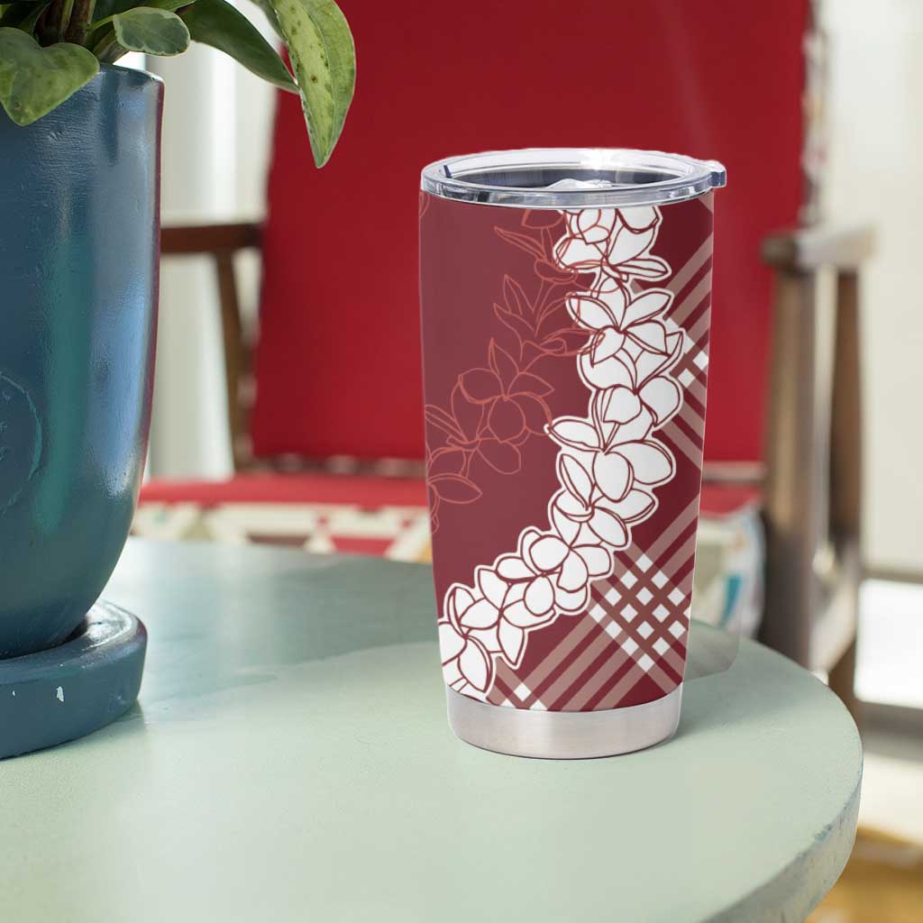 Hawaii Aloha Plumeria Lei Scarlet Palaka Tumbler Cup - Polynesian Pride