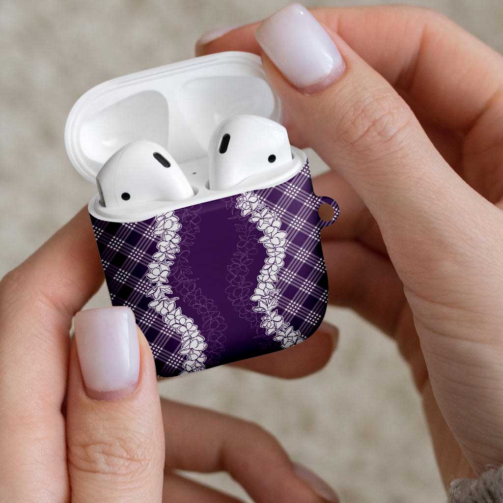 Hawaii Aloha Plumeria Lei Violet Palaka AirPods Case - Polynesian Pride