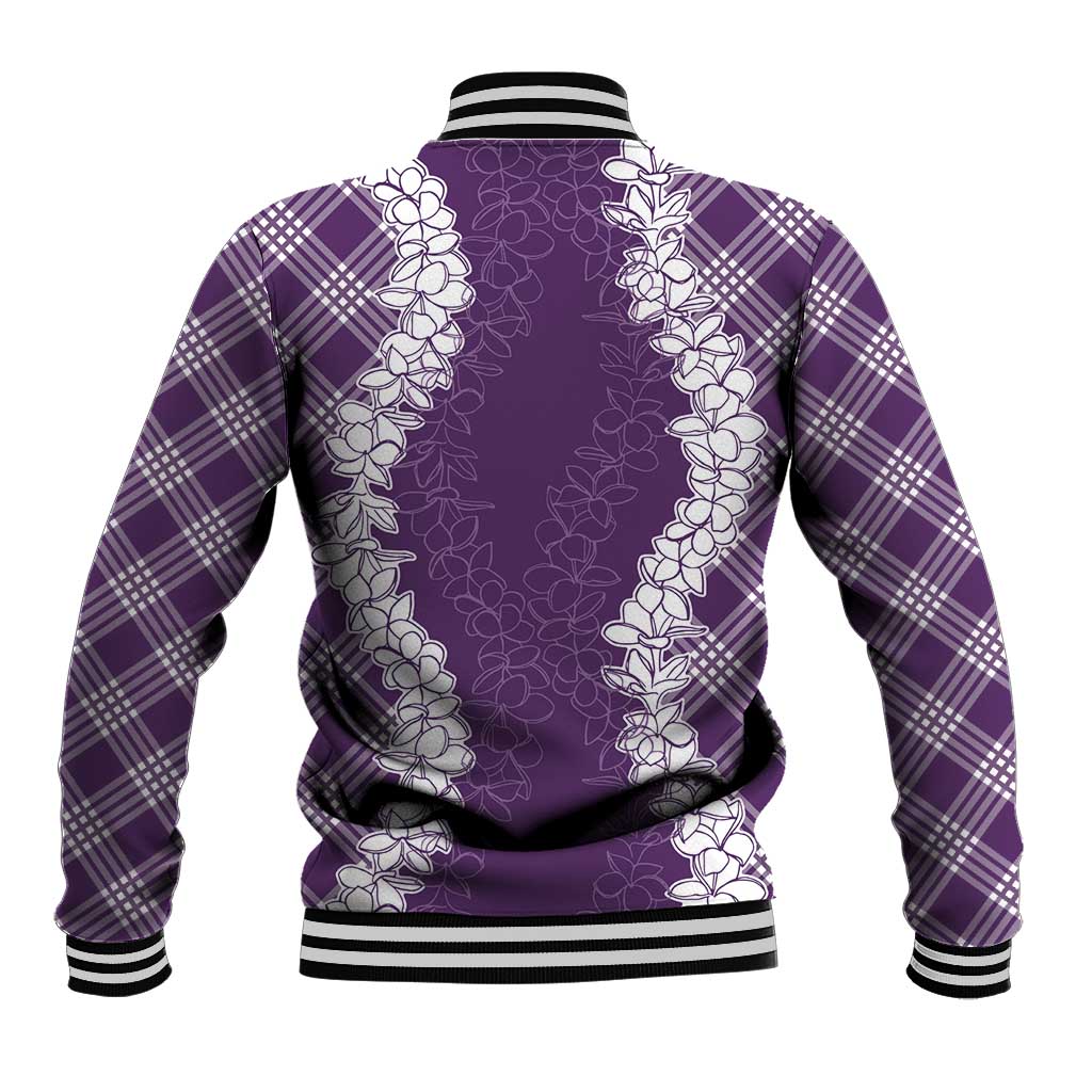 Hawaii Aloha Plumeria Lei Violet Palaka Baseball Jacket - Polynesian Pride