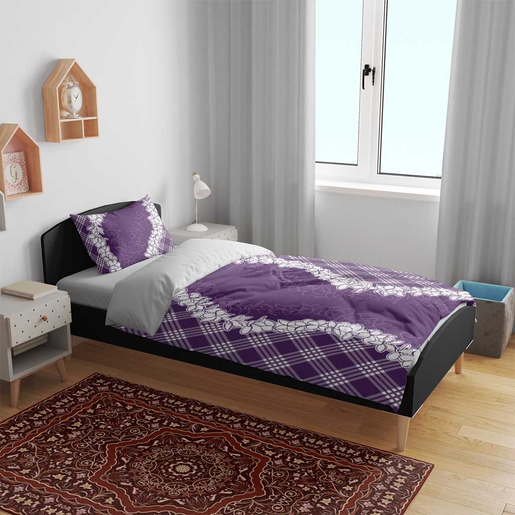 Hawaii Aloha Plumeria Lei Violet Palaka Bedding Set - Polynesian Pride