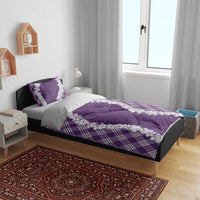 Hawaii Aloha Plumeria Lei Violet Palaka Bedding Set - Polynesian Pride