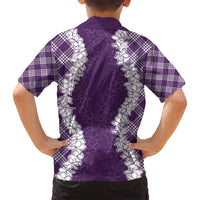 Hawaii Aloha Plumeria Lei Violet Palaka Family Matching Off Shoulder Maxi Dress and Hawaiian Shirt LT7 - Polynesian Pride