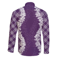 Hawaii Aloha Plumeria Lei Violet Palaka Family Matching Off Shoulder Maxi Dress and Hawaiian Shirt LT7 - Polynesian Pride