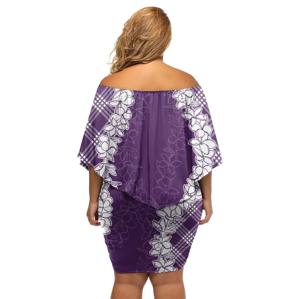 Hawaii Aloha Plumeria Lei Violet Palaka Family Matching Off Shoulder Short Dress and Hawaiian Shirt LT7 - Polynesian Pride