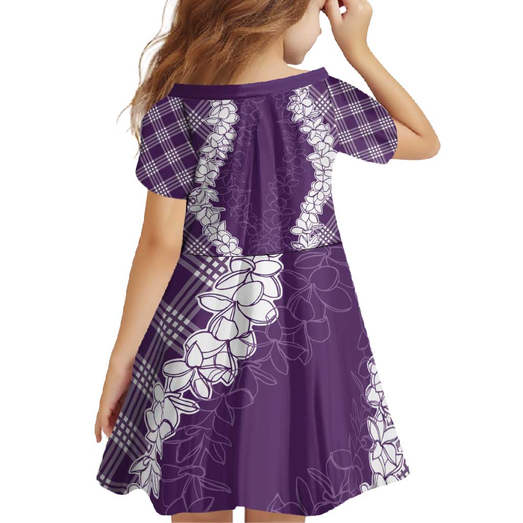 Hawaii Aloha Plumeria Lei Violet Palaka Family Matching Short Sleeve Bodycon Dress and Hawaiian Shirt LT7 - Polynesian Pride