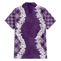 Hawaii Aloha Plumeria Lei Violet Palaka Family Matching Short Sleeve Bodycon Dress and Hawaiian Shirt LT7 - Polynesian Pride