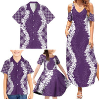 Hawaii Aloha Plumeria Lei Violet Palaka Family Matching Summer Maxi Dress and Hawaiian Shirt LT7 - Polynesian Pride