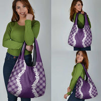 Hawaii Aloha Plumeria Lei Violet Palaka Grocery Bag - Polynesian Pride