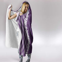 Hawaii Aloha Plumeria Lei Violet Palaka Hooded Blanket - Polynesian Pride