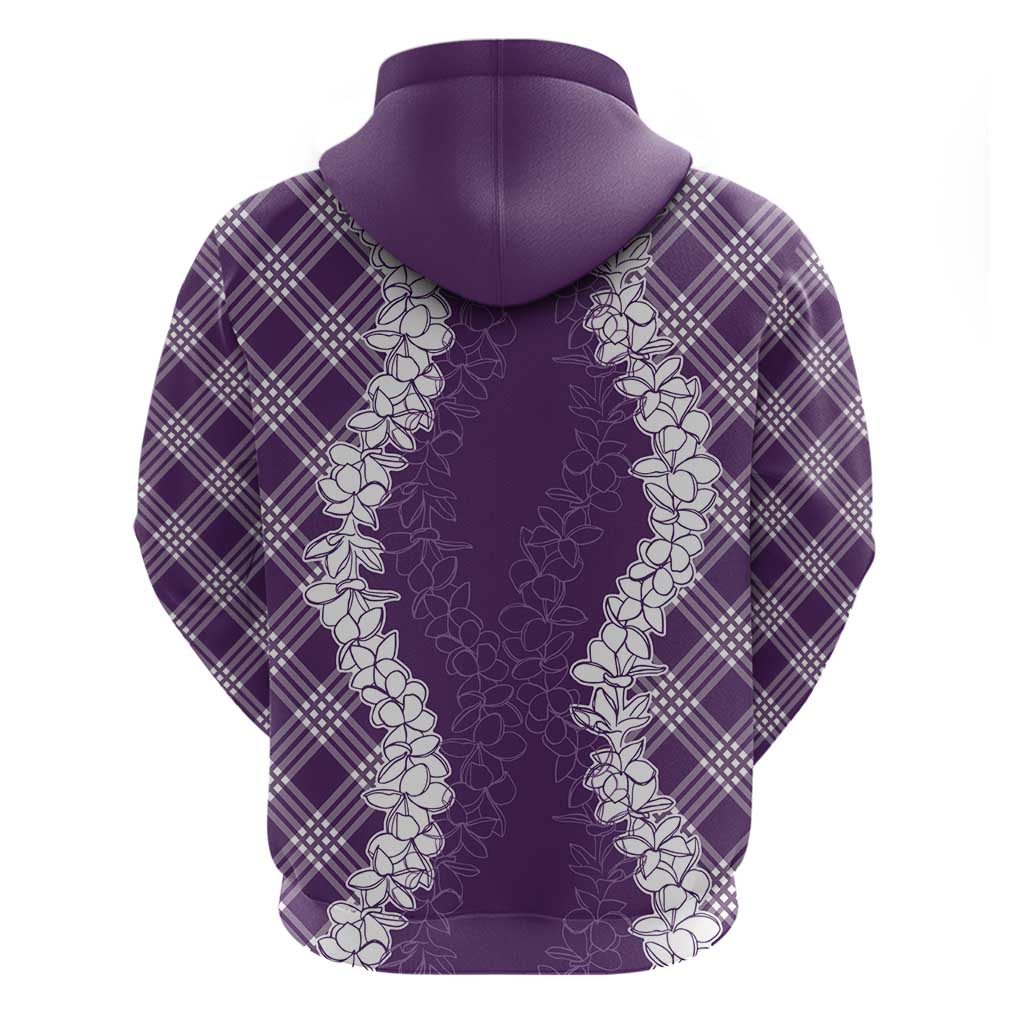 Hawaii Aloha Plumeria Lei Violet Palaka Hoodie - Polynesian Pride