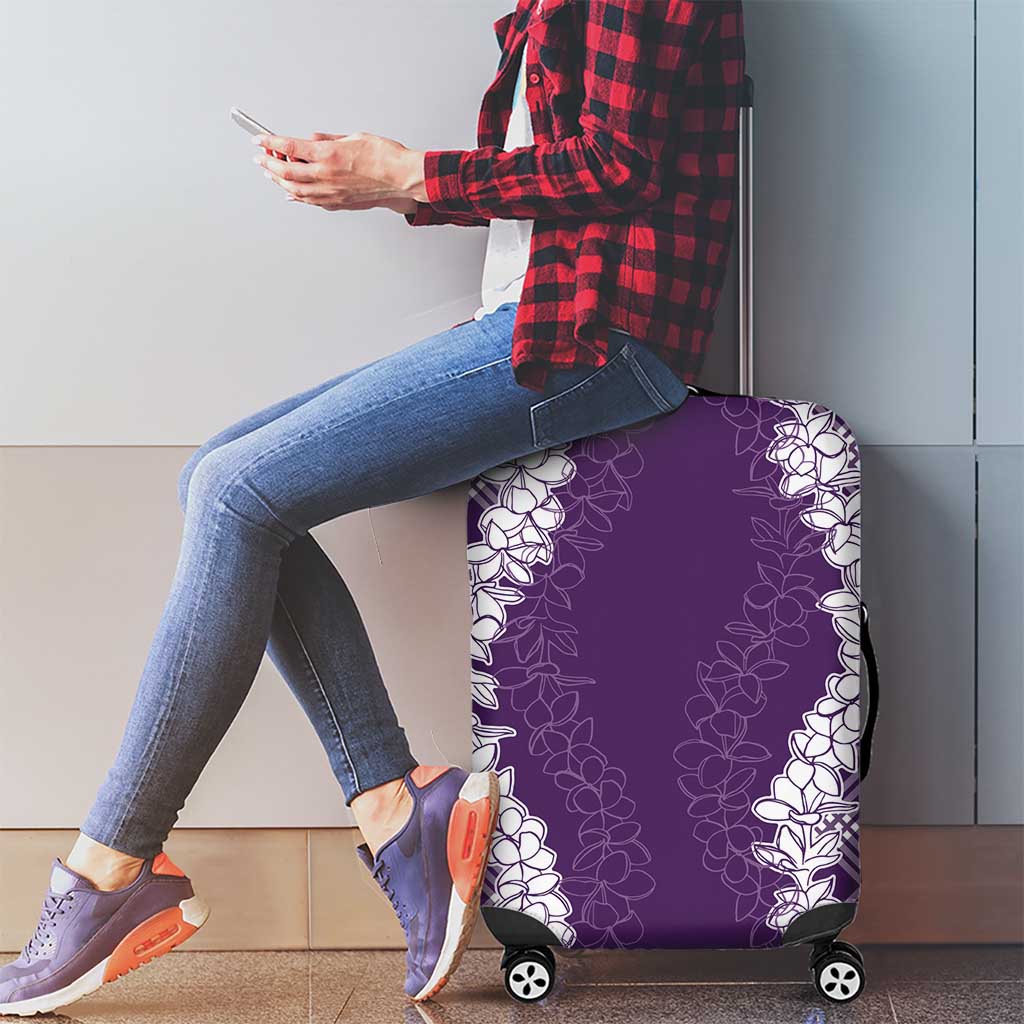 Hawaii Aloha Plumeria Lei Violet Palaka Luggage Cover - Polynesian Pride