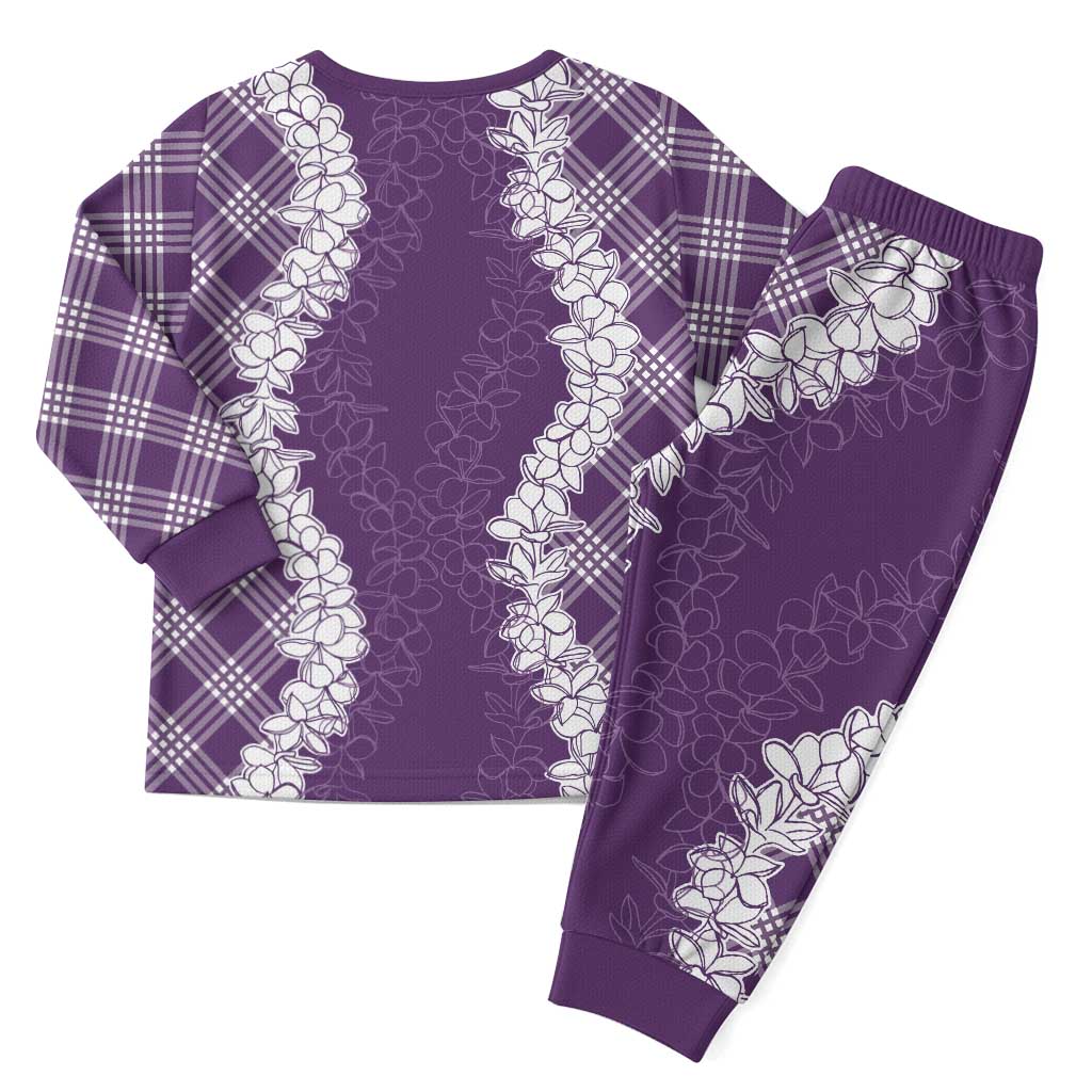 Hawaii Aloha Plumeria Lei Violet Palaka Christmas Pajama Set - Polynesian Pride