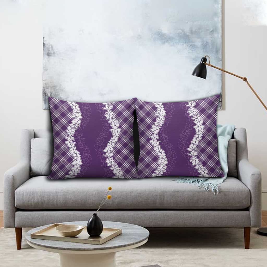 Hawaii Aloha Plumeria Lei Violet Palaka Pillow Cover - Polynesian Pride