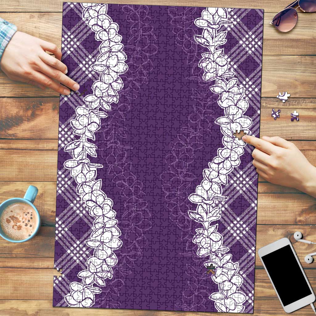 Hawaii Aloha Plumeria Lei Violet Palaka Puzzle - Polynesian Pride