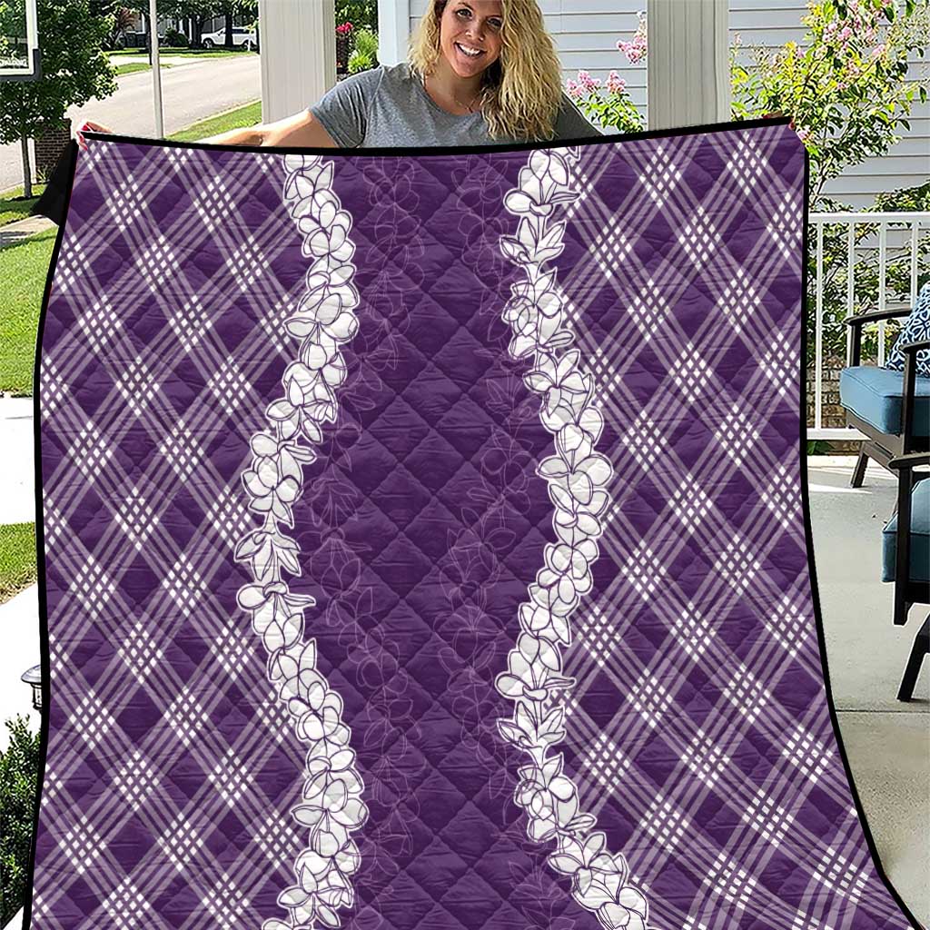 Hawaii Aloha Plumeria Lei Violet Palaka Quilt - Polynesian Pride