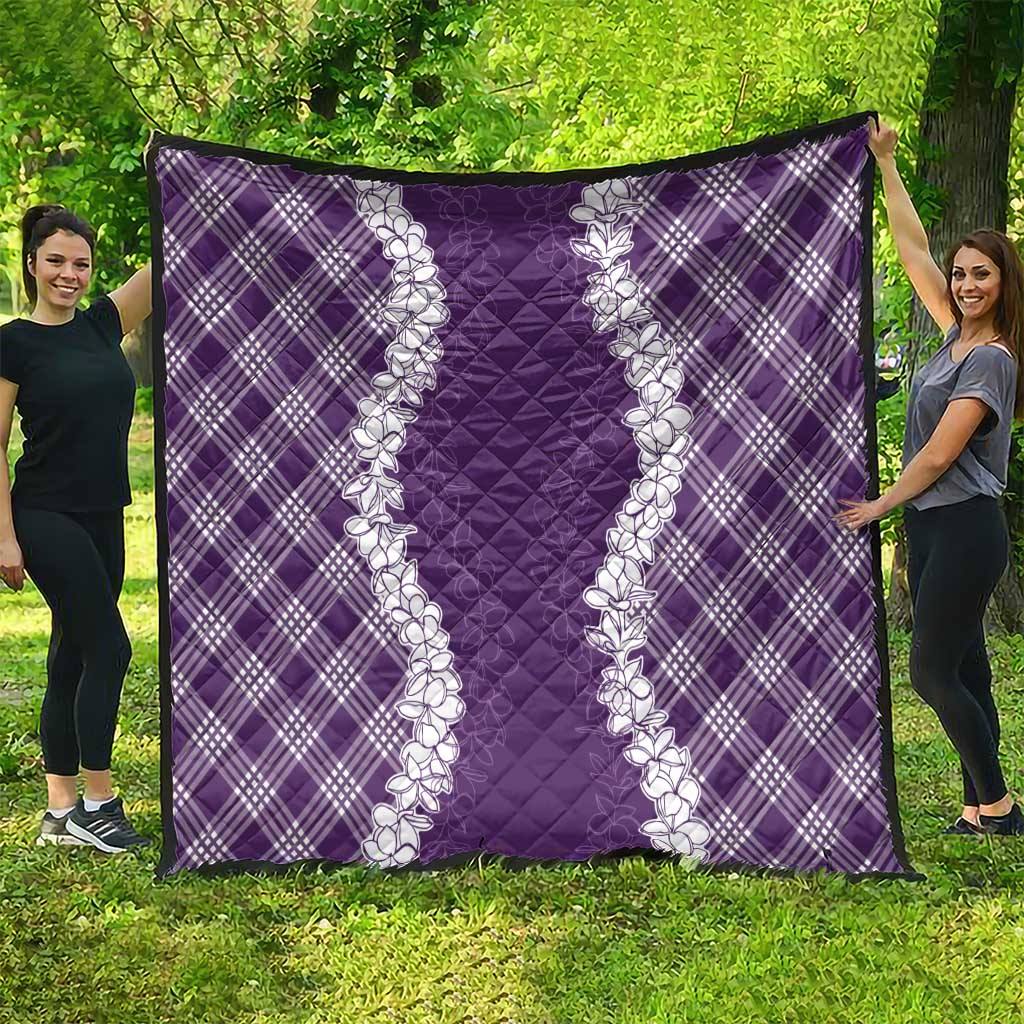 Hawaii Aloha Plumeria Lei Violet Palaka Quilt - Polynesian Pride
