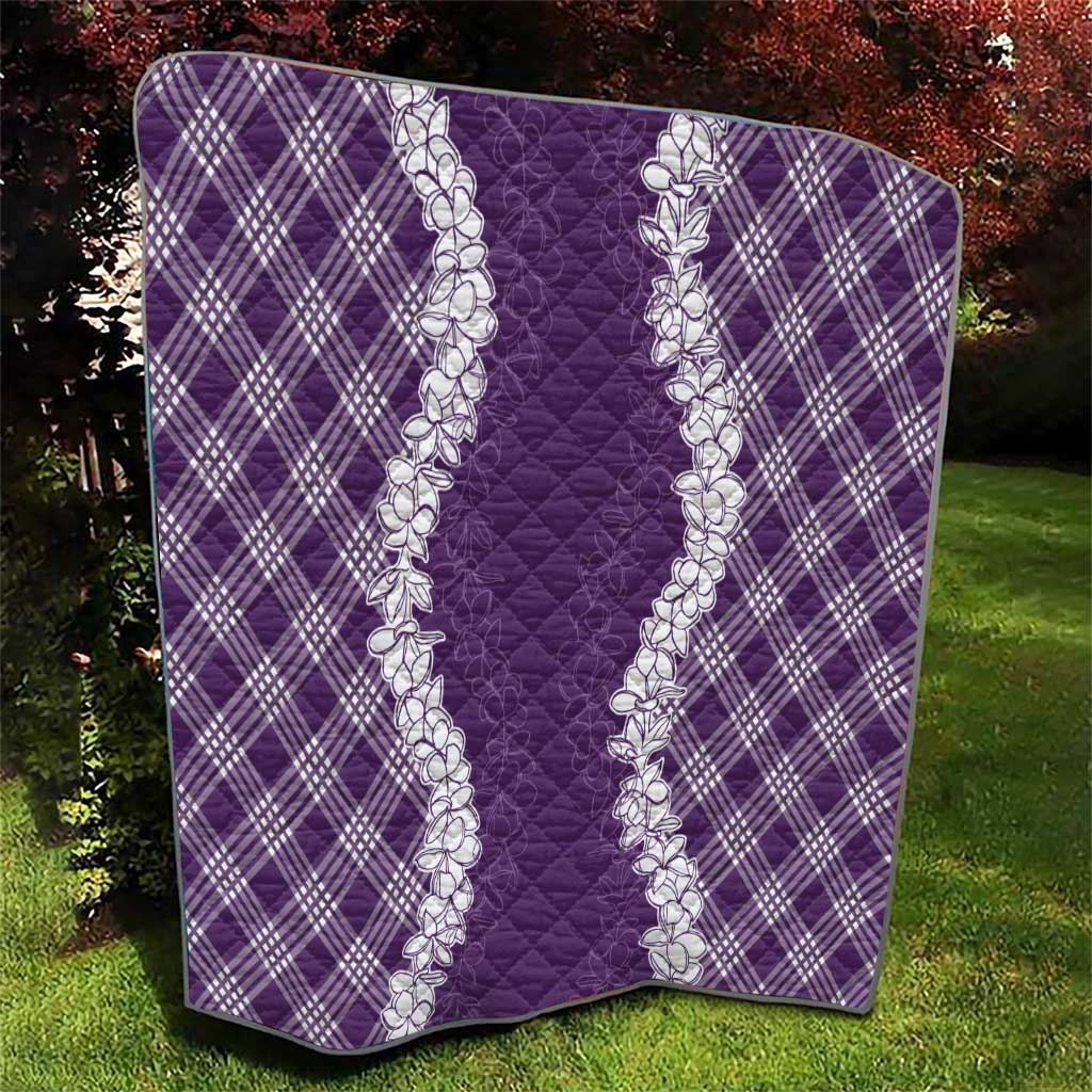 Hawaii Aloha Plumeria Lei Violet Palaka Quilt - Polynesian Pride