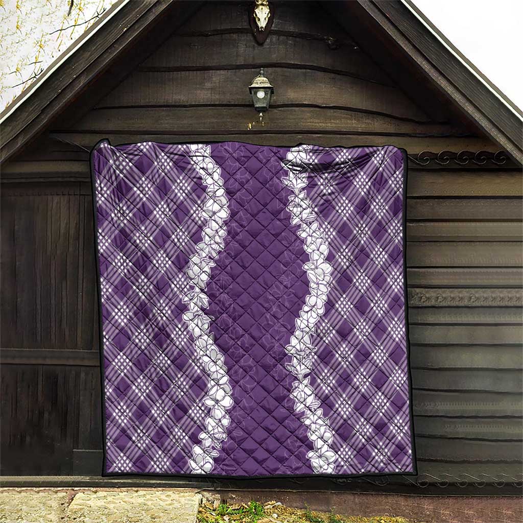 Hawaii Aloha Plumeria Lei Violet Palaka Quilt - Polynesian Pride