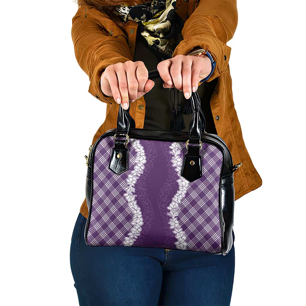 Hawaii Aloha Plumeria Lei Violet Palaka Shoulder Handbag - Polynesian Pride