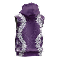 Hawaii Aloha Plumeria Lei Violet Palaka Sleeveless Hoodie - Polynesian Pride