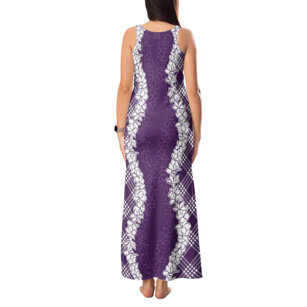 Hawaii Aloha Plumeria Lei Violet Palaka Tank Maxi Dress LT7 - Polynesian Pride