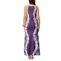 Hawaii Aloha Plumeria Lei Violet Palaka Tank Maxi Dress LT7 - Polynesian Pride