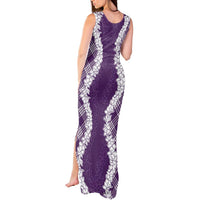Hawaii Aloha Plumeria Lei Violet Palaka Tank Maxi Dress LT7 - Polynesian Pride