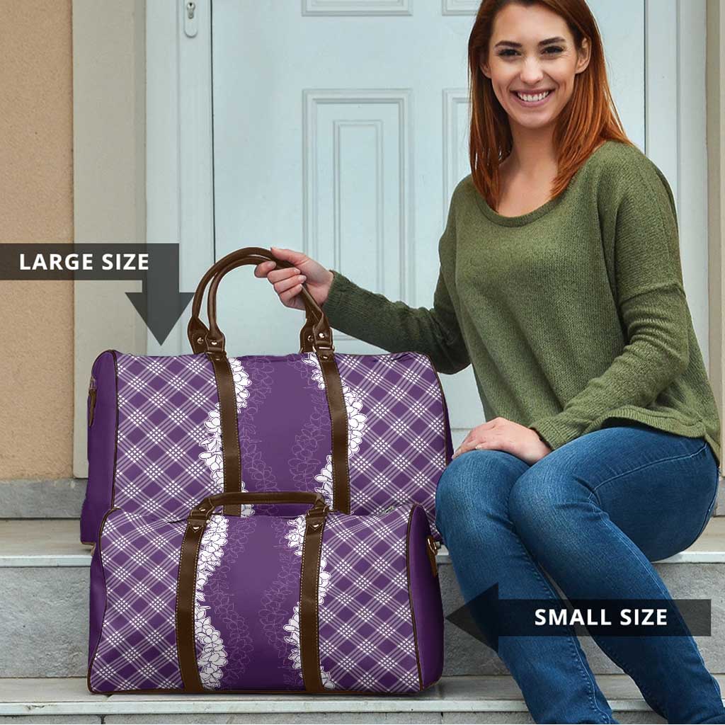 Hawaii Aloha Plumeria Lei Violet Palaka Travel Bag - Polynesian Pride