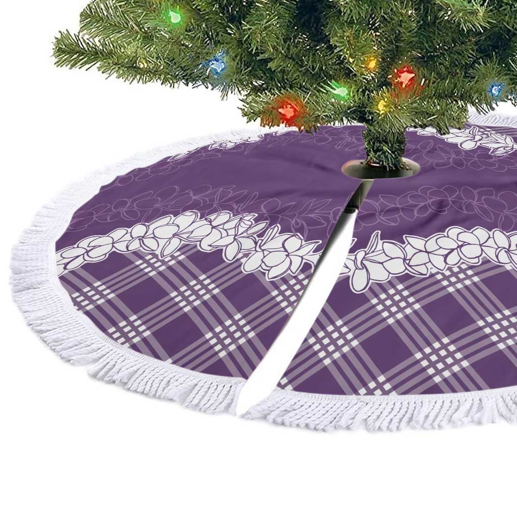 Hawaii Aloha Plumeria Lei Violet Palaka Tree Skirt - Polynesian Pride