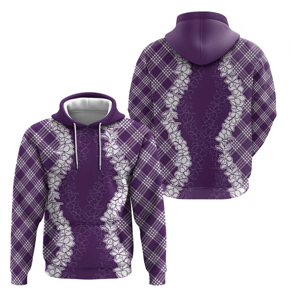 Hawaii Aloha Plumeria Lei Violet Palaka Zip Hoodie - Polynesian Pride