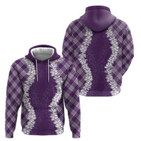 Hawaii Aloha Plumeria Lei Violet Palaka Zip Hoodie - Polynesian Pride
