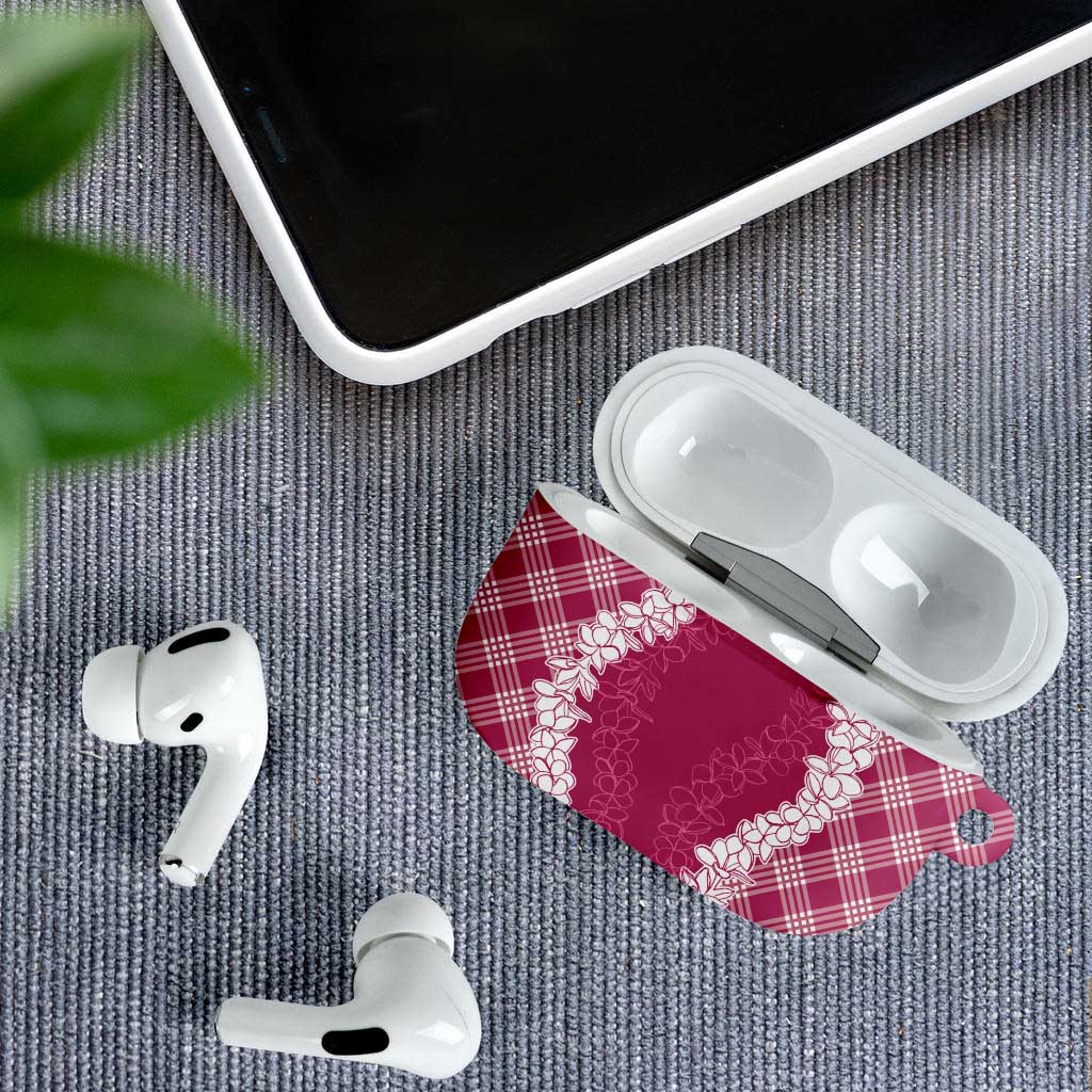 Hawaii Aloha Plumeria Lei Fuschia Palaka AirPods Case - Polynesian Pride