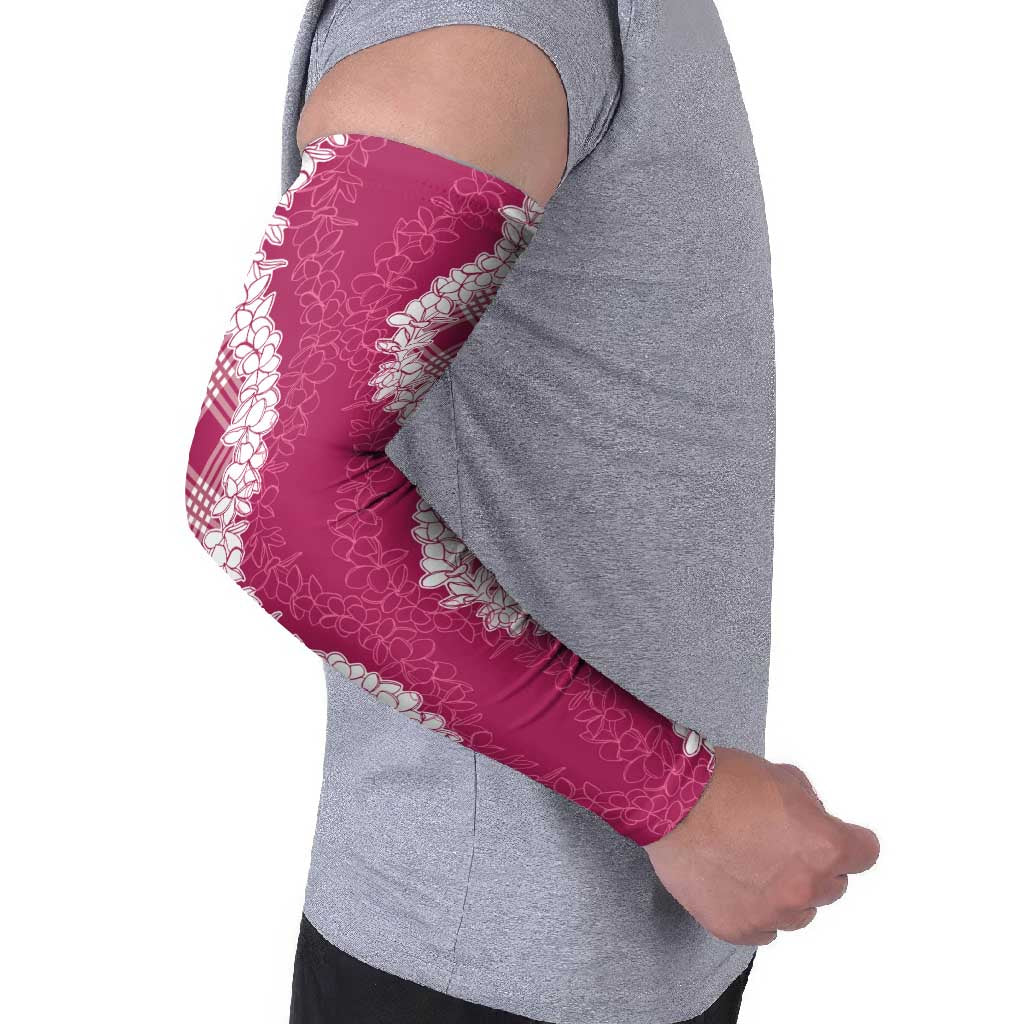 Hawaii Aloha Plumeria Lei Fuschia Palaka Arm Sleeves - Polynesian Pride