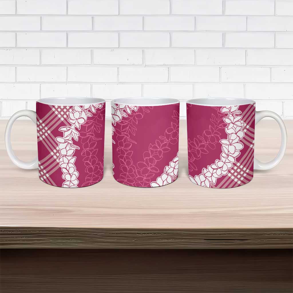 Hawaii Aloha Plumeria Lei Fuschia Palaka Ceramic Mug - Polynesian Pride