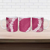 Hawaii Aloha Plumeria Lei Fuschia Palaka Ceramic Mug - Polynesian Pride