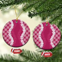 Hawaii Aloha Plumeria Lei Fuschia Palaka Ceramic Ornament - Polynesian Pride
