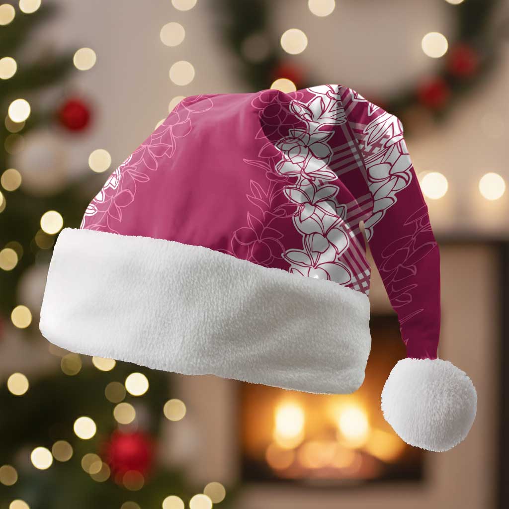 Hawaii Aloha Plumeria Lei Fuschia Palaka Christmas Santa Hat - Polynesian Pride