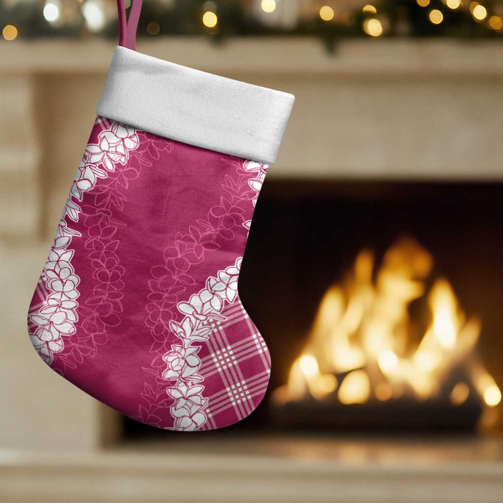 Hawaii Aloha Plumeria Lei Fuschia Palaka Christmas Stocking - Polynesian Pride