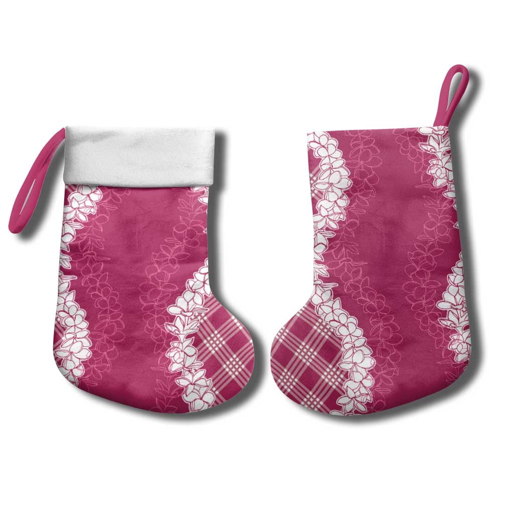Hawaii Aloha Plumeria Lei Fuschia Palaka Christmas Stocking - Polynesian Pride
