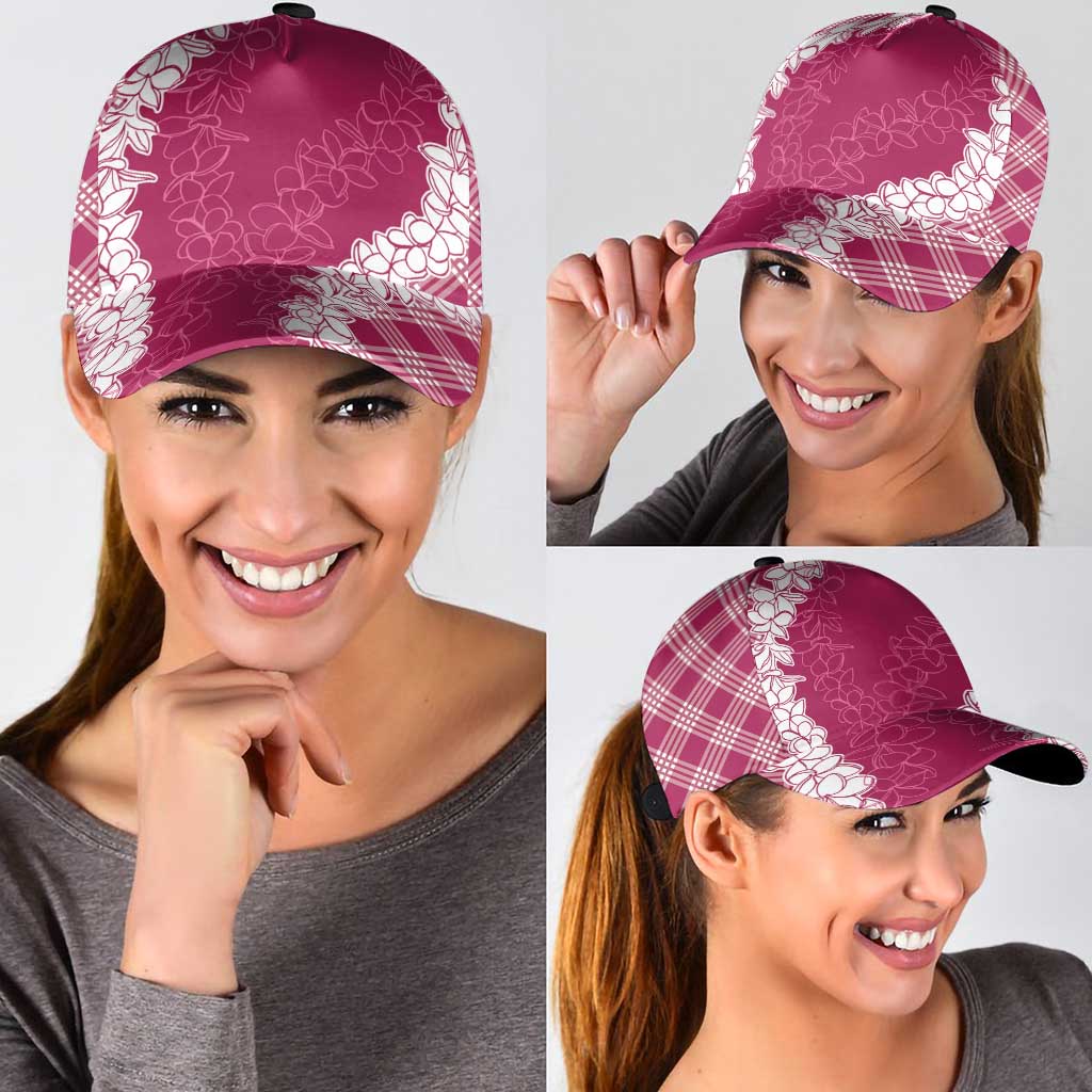 Hawaii Aloha Plumeria Lei Fuschia Palaka Classic Cap - Polynesian Pride
